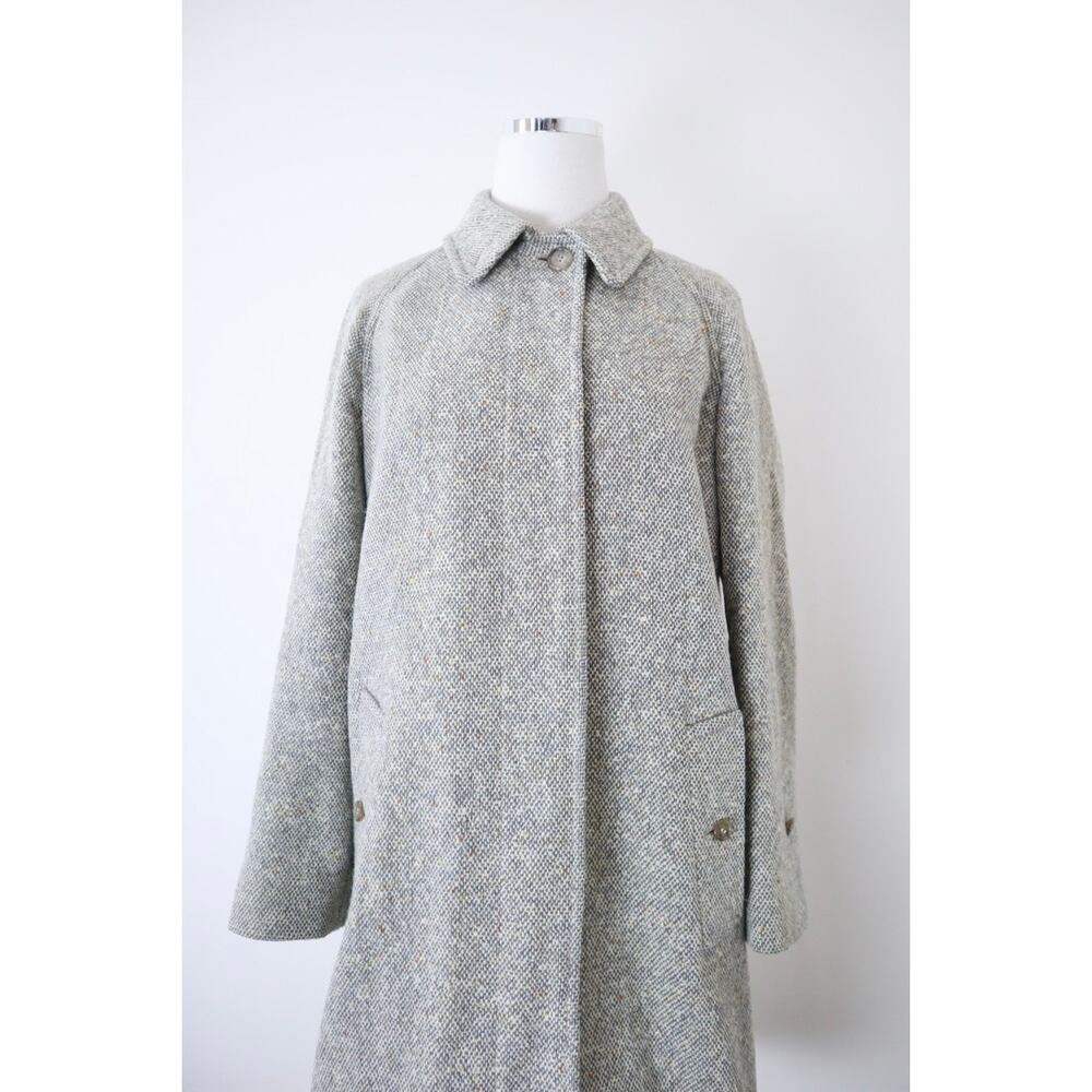 Vintage Burberry Women's Irish Tweed Car Coat Collared Overcoat - Picture 2 of 16